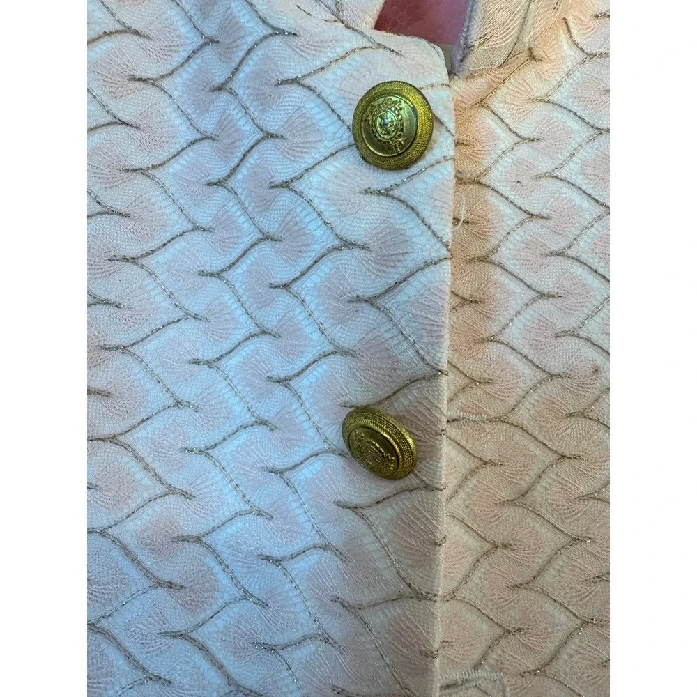 Wintage Mens Indian SHadi Pink Gold Brocade Nehru Vest Waistcoat Size 46 115cm